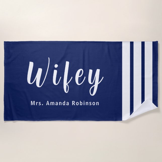 Personalised Large Wifey Beach Towel (Front)