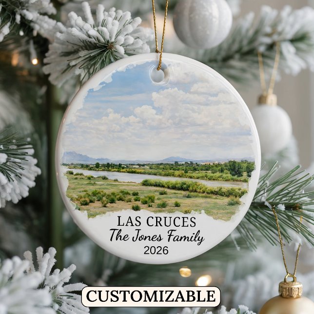 Personalised Las Cruces, Custom New Mexico Ceramic Tree Decoration (Creator Uploaded)