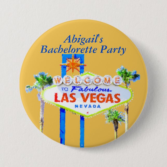 Personalised Las Vegas Bachelorette 7.5 Cm Round Badge (Front)