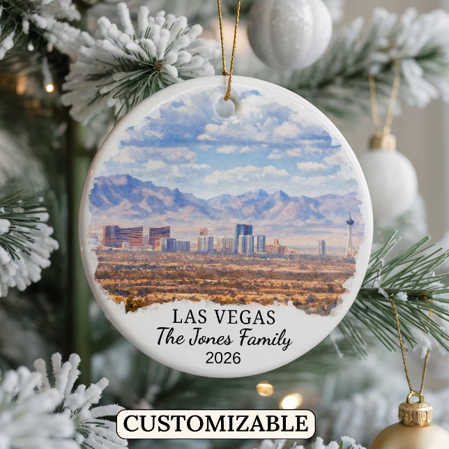 Personalised Las Vegas Ornament, Custom Nevada Ceramic Tree Decoration (Creator Uploaded)