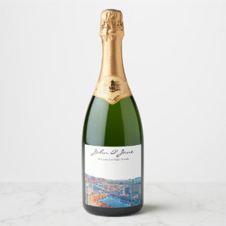 Personalised Las Vegas Skyline Sparkling Wine Labe Label