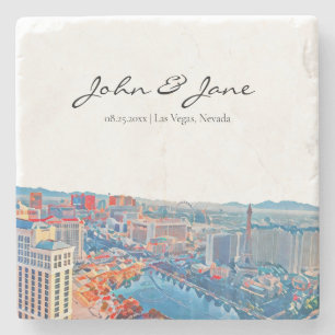 Personalised Las Vegas Skyline Stone Coaster