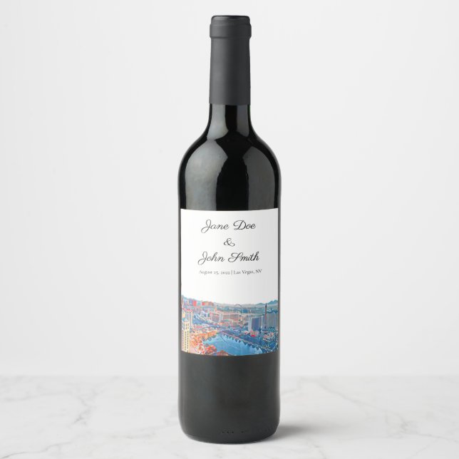 Personalised Las Vegas Skyline Wine Label (Front)