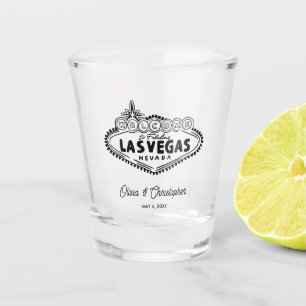 Personalised Las Vegas Wedding Favour Hand Drawn Shot Glass