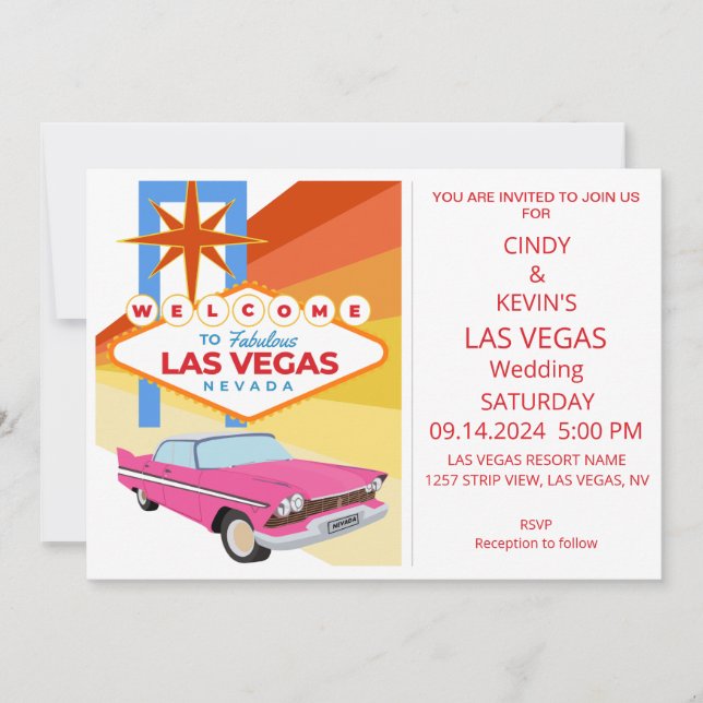 Personalised Las Vegas Wedding Invitation (Front)