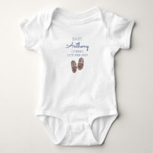 Personalised Last Name Announcement Baby Boy Shoes Bodysuit