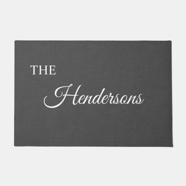 Personalised Last Name Door Mat in Grey (Front)