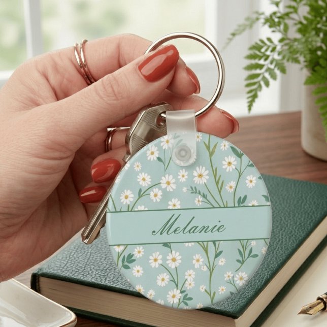 Personalised Last Name Floral  Key Ring (Creator Uploaded)