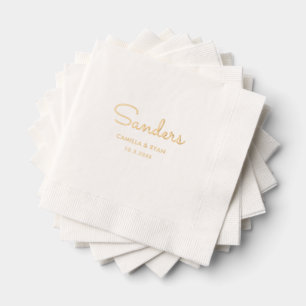 Personalised Last Name Gold Foil Wedding Napkins