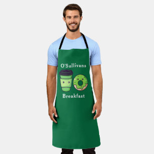 Personalised Last Name Green Irish Breakfast Apron