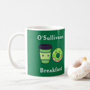 Personalised Last Name Ireland Breakfast Doughnut  Coffee Mug