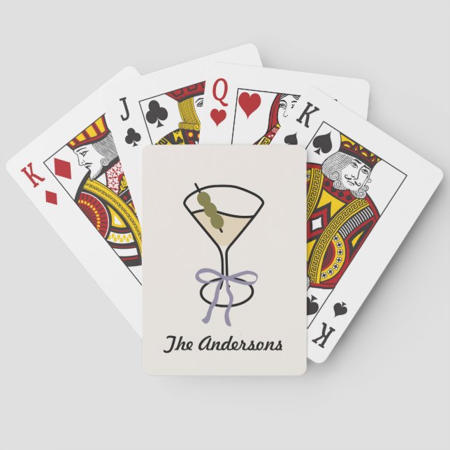 Personalised Last Name Martini Glass Playing Cards (Back)