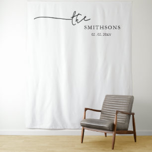 Personalised Last Name Wedding Photo Backdrop Tapestry