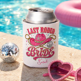 Personalised Last Rodeo Bride Squad Disco Cowgirl Can Cooler