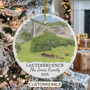 Personalised Lauterbrunnen Ornament, Switzerland Ceramic Tree Decoration