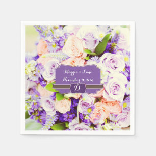 Personalised Lavendar Floral Wedding Napkins