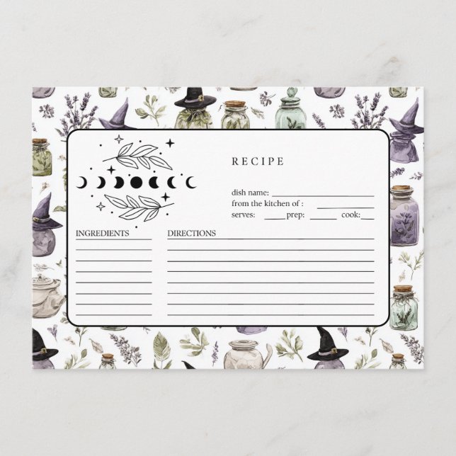 Personalised Lavender & Apothecary Recipe Cards (Front)