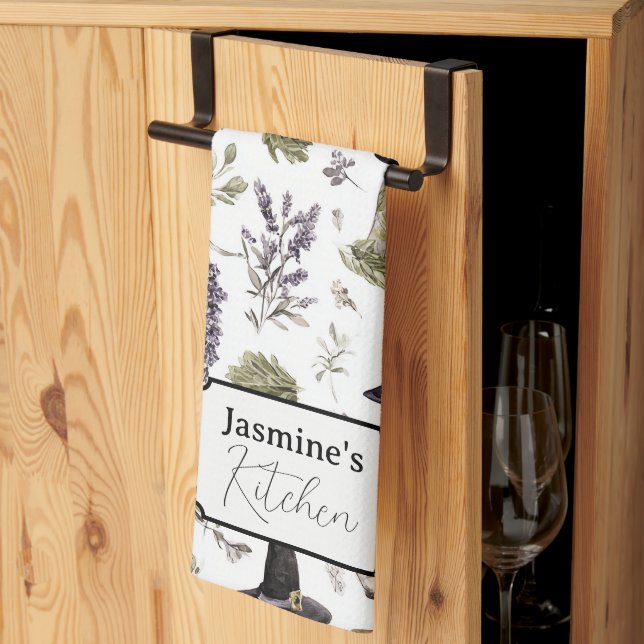 Personalised Lavender & Apothecary Tea Towel (Thirds Fold)