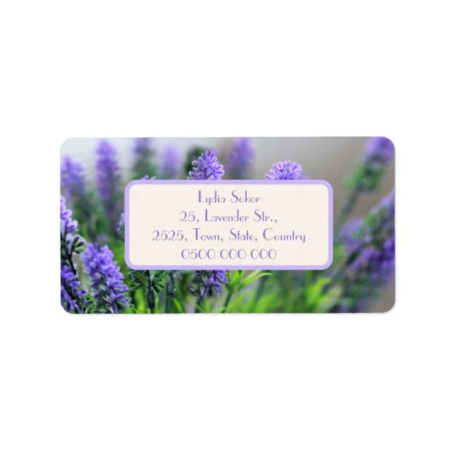 Personalised Lavender Birthday Card Label (Front)
