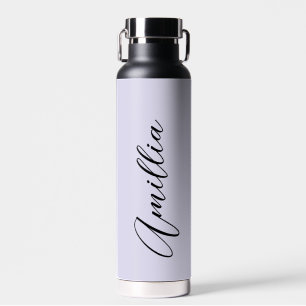 Personalised Lavender Black Script Wedding Water Bottle