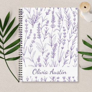 Personalised Lavender Botanical Elegant Minimalist Notebook