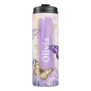 Personalised Lavender Butterfly 16oz Thermal Tumbler