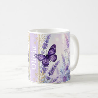 Personalised Lavender Butterfly Classic 11oz Mug