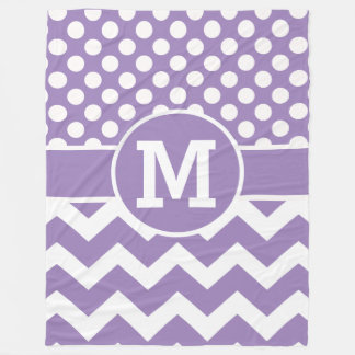 Personalised Lavender Chevron Polka Dots Pattern Fleece Blanket