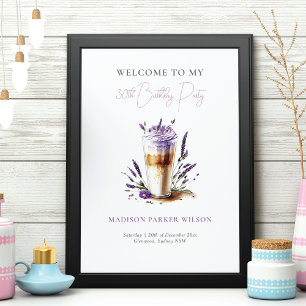 Personalised Lavender Coffee Birthday Welcome Poster