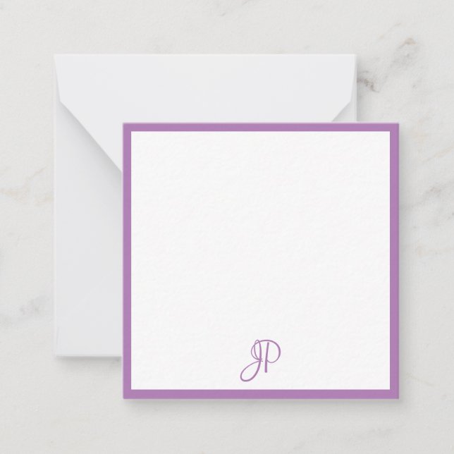 Personalised Lavender Colour Handwritten Monogram Card (Front)