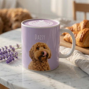 Personalised Lavender Dog Photo Mug with Name