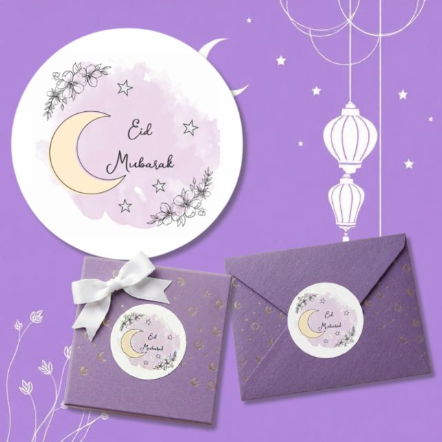 Personalised Lavender Eid Mubarak Stickers (Creator Uploaded)