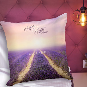 Personalised Lavender Field Wedding Pillow