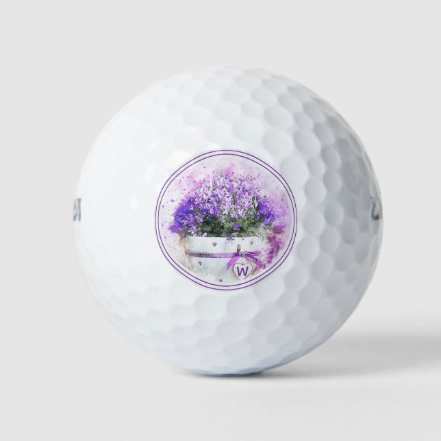 Personalised Lavender Floral Golf Balls (Front)