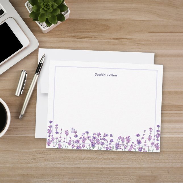 Personalised Lavender Floral Note Card (Creator Uploaded)
