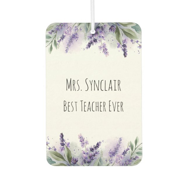 Personalised Lavender Flowers Teacher Appreciation Car Air Freshener (Front)