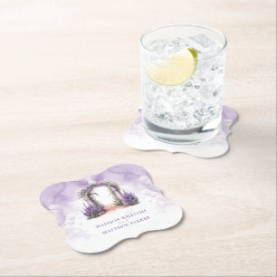 Personalised Lavender Garden Wedding Paper Coaster