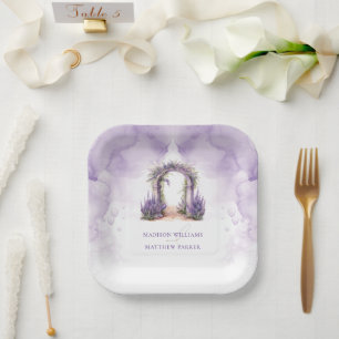 Personalised Lavender Garden Wedding Paper Plate