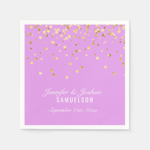 Personalised LAVENDER Gold Confetti Wedding Napkin