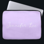 Personalised Lavender Laptop Sleeve<br><div class="desc">Add your choice of name or words to this sweet and simple design. This lovely pastel solid colour (colour) purple will enhance your item,  outfit,  wedding,  event or home decor!

Designed in Washington State,  USA by an independant artist. Thank you for your support!</div>