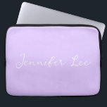 Personalised Lavender Laptop Sleeve<br><div class="desc">Add your choice of name or words to this sweet and simple design. This lovely pastel solid colour (colour) purple will enhance your item,  outfit,  wedding,  event or home decor!

Designed in Washington State,  USA by an independant artist. Thank you for your support!</div>