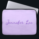 Personalised Lavender Laptop Sleeve<br><div class="desc">Add your choice of name or words to this sweet and simple design. This lovely pastel solid colour (colour) purple will enhance your item,  outfit,  wedding,  event or home decor!

Designed in Washington State,  USA by an independant artist. Thank you for your support!</div>