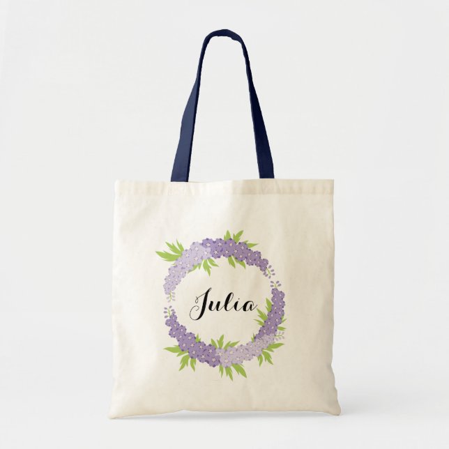 Personalised Lavender Larkspur Floral Tote Bag (Front)