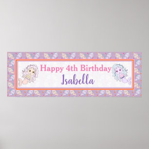 Personalised Lavender Mermaid Birthday Banner Poster