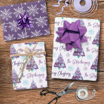 Personalised Lavender Merry Christmas Tree Script Wrapping Paper Sheet<br><div class="desc">Create your own personalised coordinated set of lavender and purple novelty Christmas giftwrap with your choice of greeting (the sample shows MERRY CHRISTMAS) and your name or other custom text in a modern, trendy handwritten script font, a watercolor Christmas tree and snowflakes pattern. ASSISTANCE: For help with design modification or...</div>