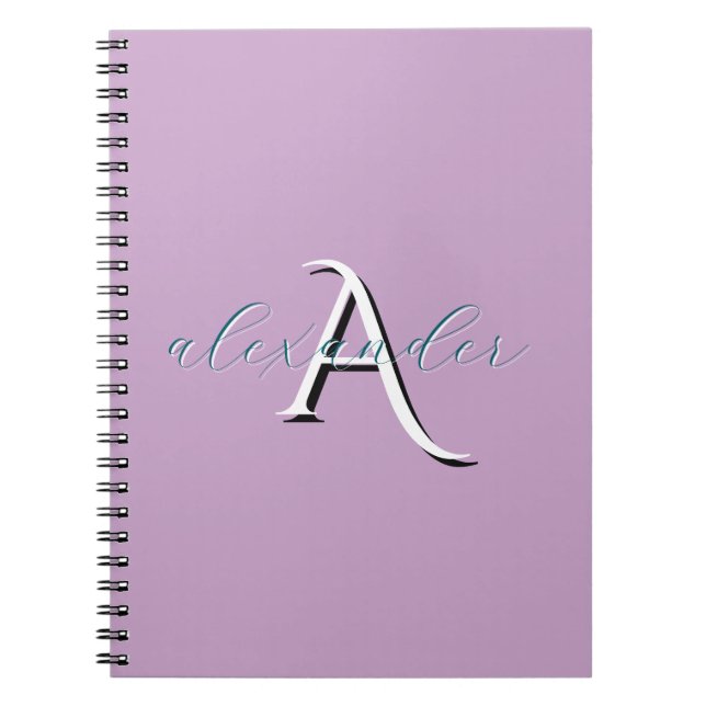 Personalised Lavender Monogram Custom Name Notebook (Front)