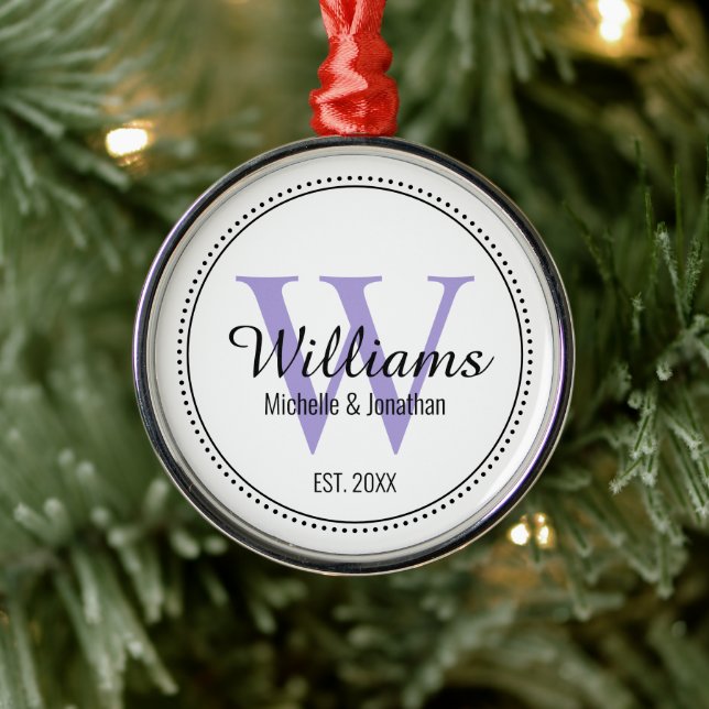 Personalised Lavender Newlywed  Metal Tree Decoration (Tree)