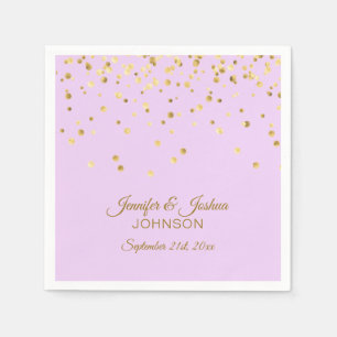 Personalised Lavender Pastel Gold Confetti Wedding Napkin