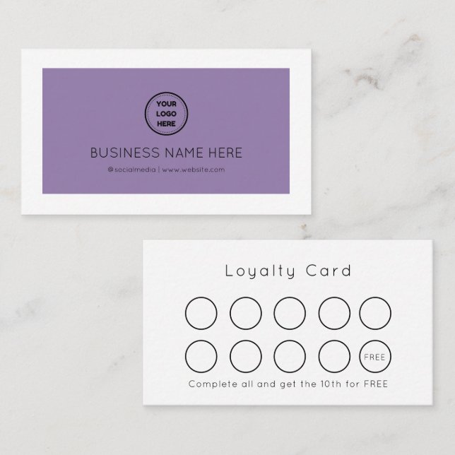 Personalised Lavender Pastel Modern, Minimalist  Loyalty Card (Front/Back)