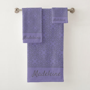 Personalised lavender pattern bath towel set